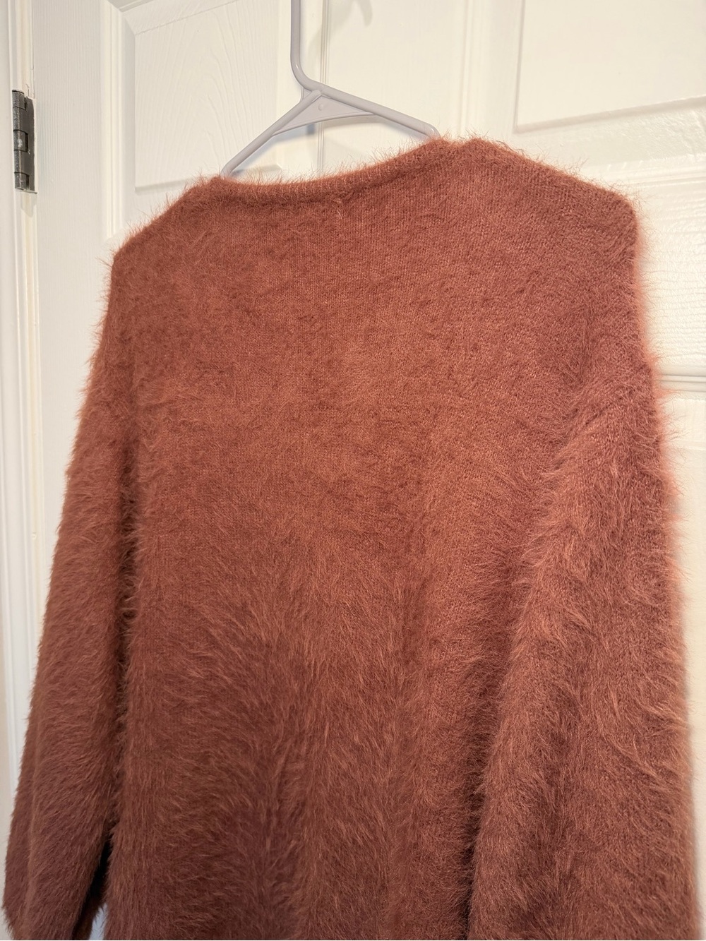 Prima Fuzzy Open-Front Cardigan Sweater in Rust - Picture 9 of 12